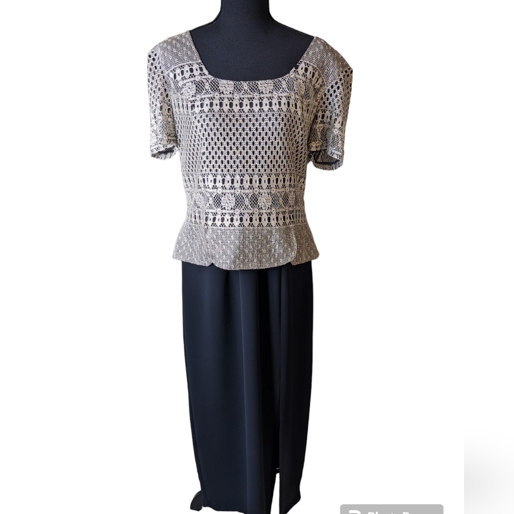 Joseph Ribkoff Black and Gold Maxi Dress